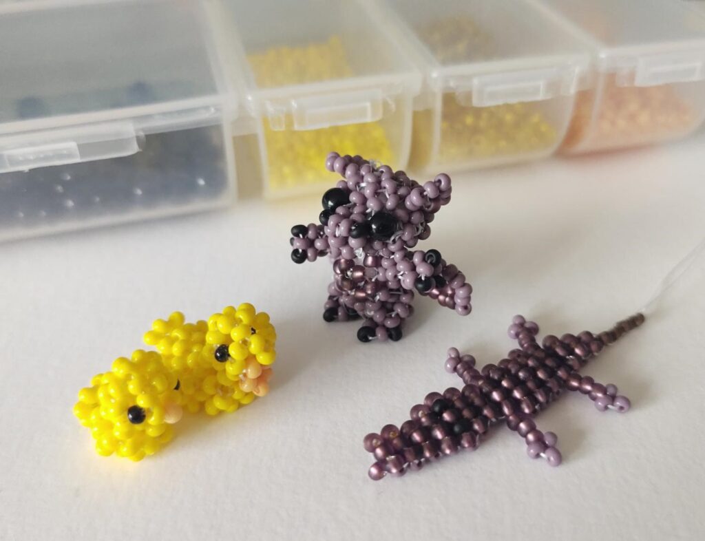 Enten und Drache (japanische Technik) und Krokodil (Gegenfädeltechnik)